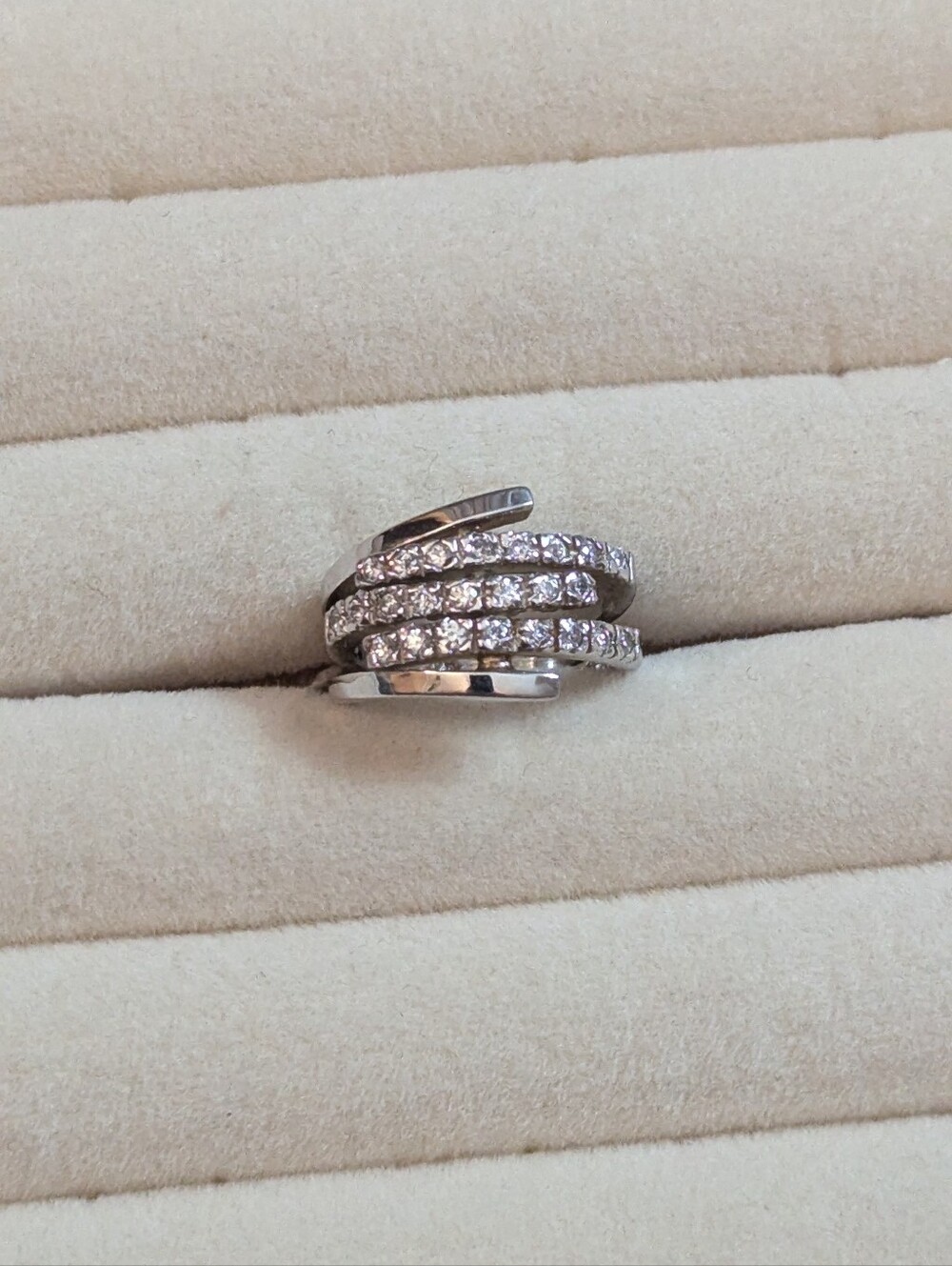 925 Sterling Silver CZ Wrap Band • Size 5 • New